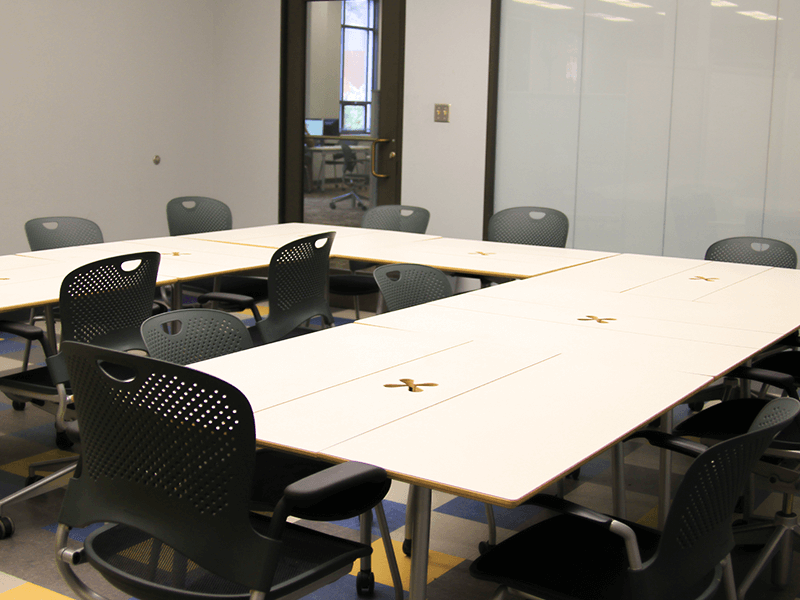 study room with tables and chairs