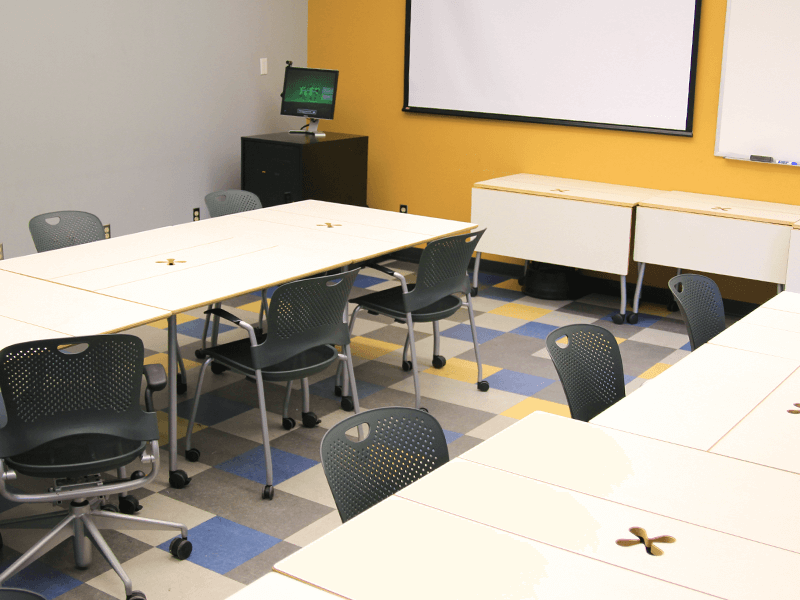 study room with tables and chairs