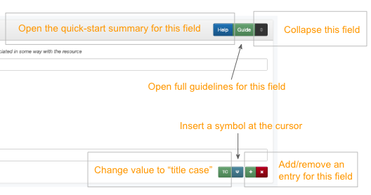 Screenshot of the creator field in edit, with labels