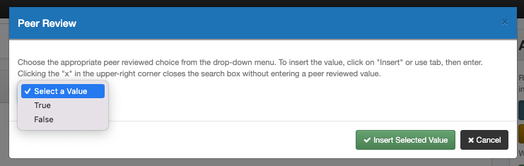 Screenshot of the citation peer-reviewed modal