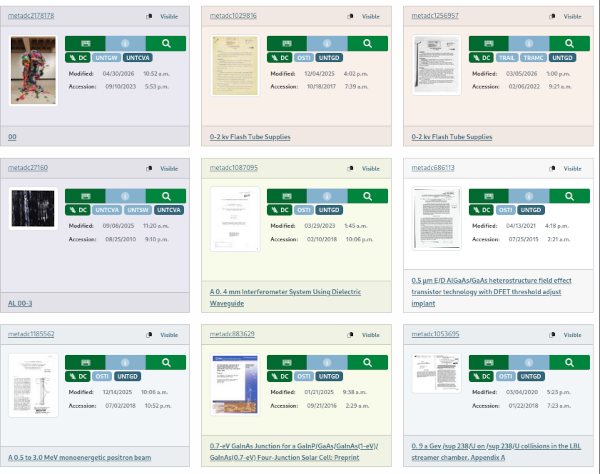 Screenshot of the Dashboard with different color-coding to highlight item records.